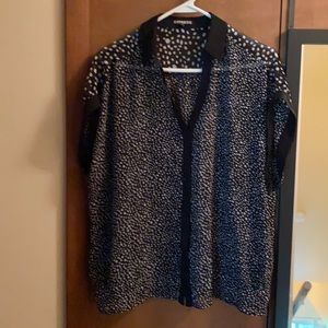 Express Lg Polka Dot Button Down
